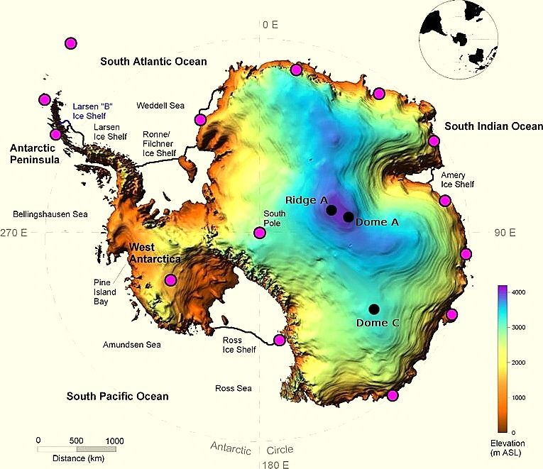 Antarctica-elevation-map