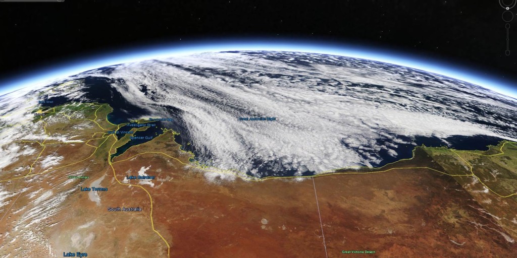 Aqua MODIS image of South Australia on October 10, 2014, remapped into Google Earth.