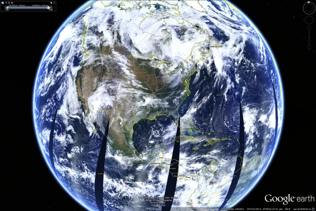 NASA Terra MODIS imagery from Oct. 8, 2014 mapped into Google Earth.