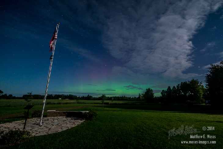 Aurora seen in Minnesota, by Matthew Moses, Sept. 12, 2014.