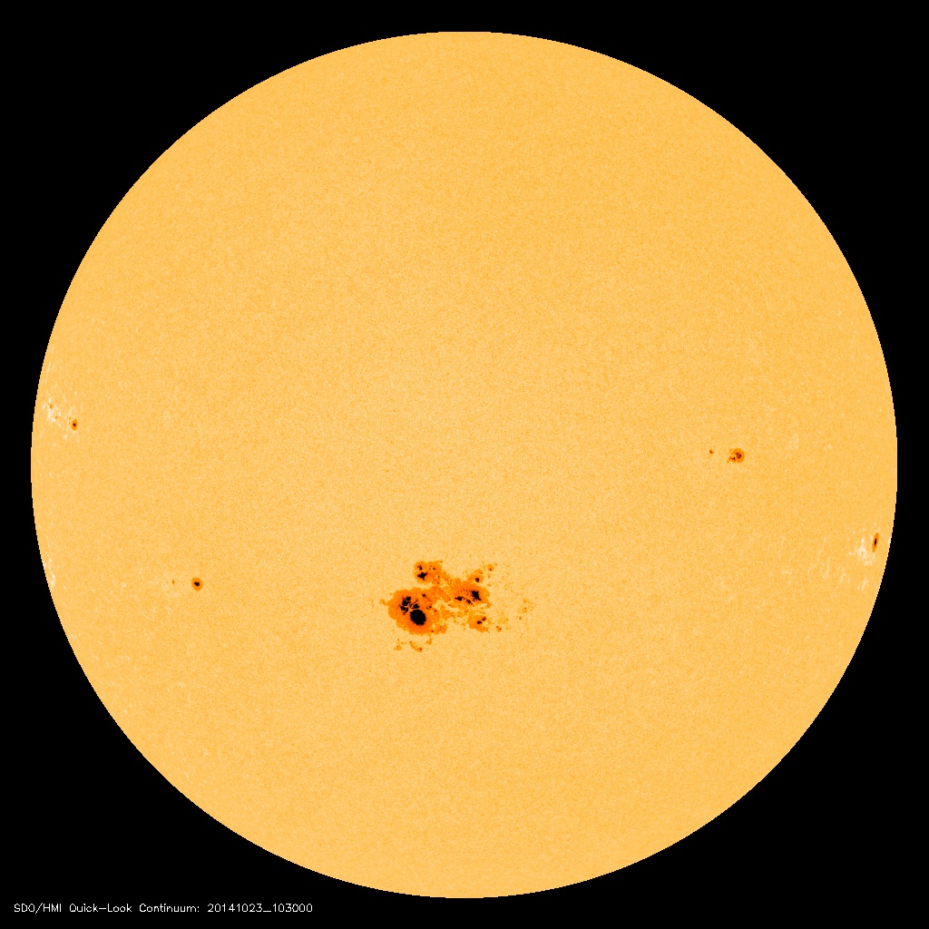 Sunspot group 2192 on October 23, 2014, as seen by the Solar Dynamics Observatory.